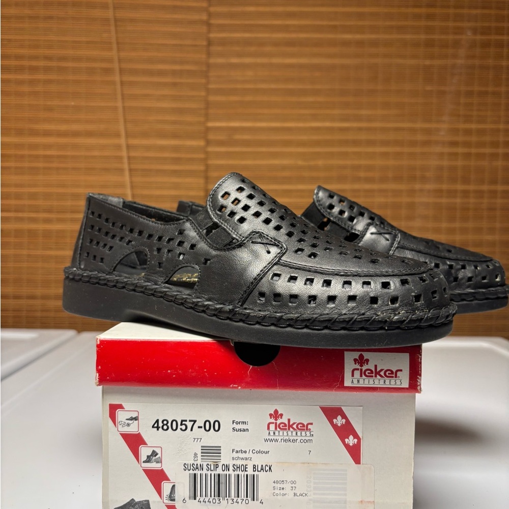 Rieker Women's Black Slip-On Moccasins